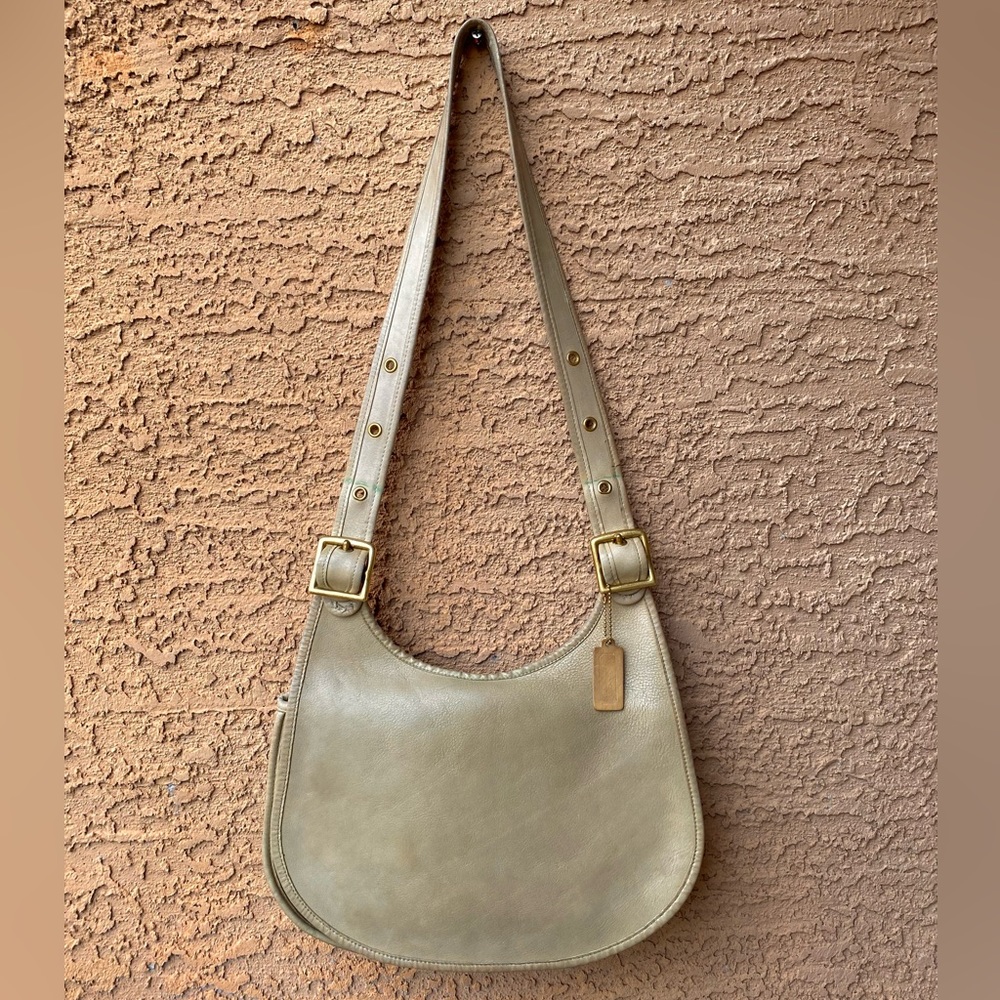 Vintage Coach NYC Cashin hippie saddle flap pre serial number light putty 70’s